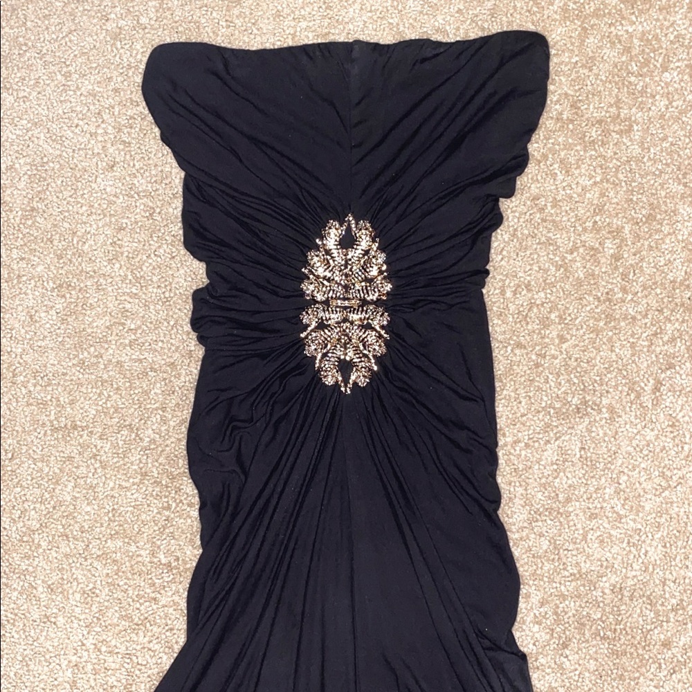 Sky Black Mini Dress with Gold Metal Tigers